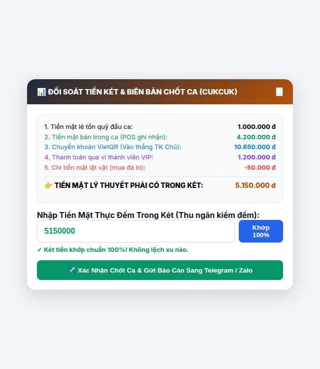 Biên bản đối soát két tiền
